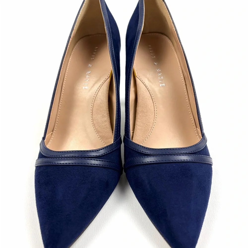 Kelly & Katie Navy Pointed Toe Heels Pumps Size 10 Classic Stiletto - Picture 2 of 11